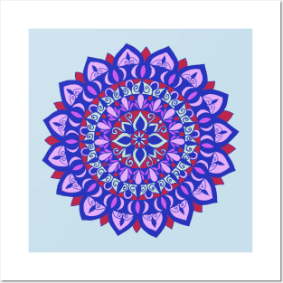 Flower Mandala Blue Posters and Art